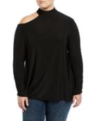 Mock-neck Cutout-shoulder Sweater,