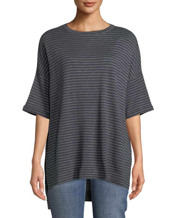 Striped High-low Oversized Wool-blend