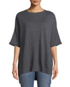 Striped High-low Oversized Wool-blend