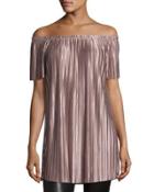 Off-the-shoulder Pleated Tunic,