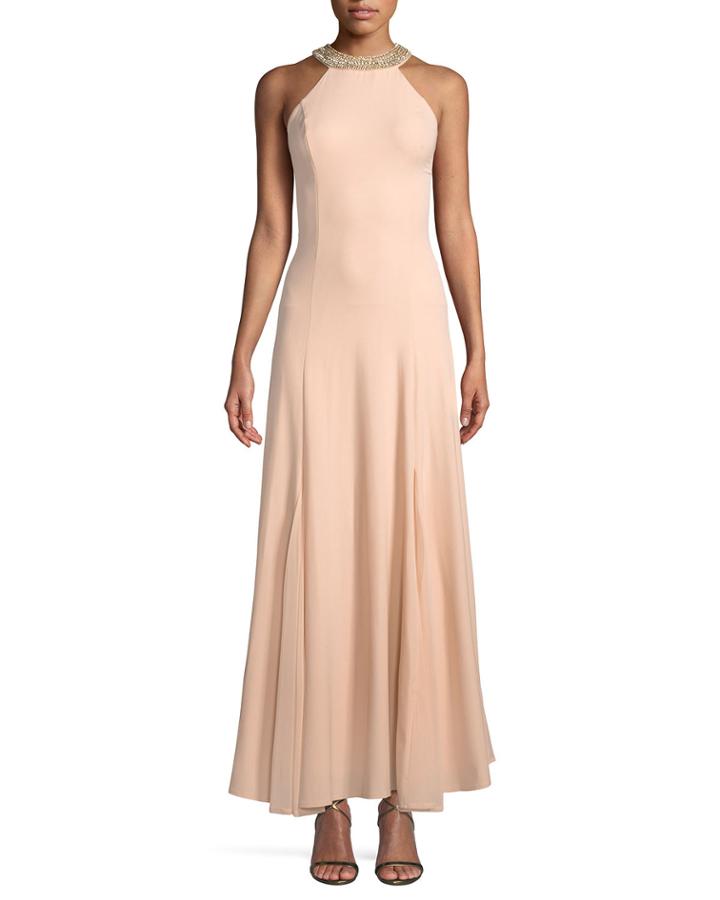 Embellished Halter-neck A-line Gown