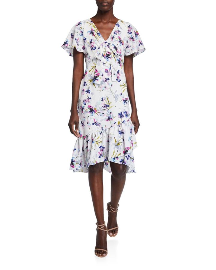 Floral High-low Bow-tie Dress