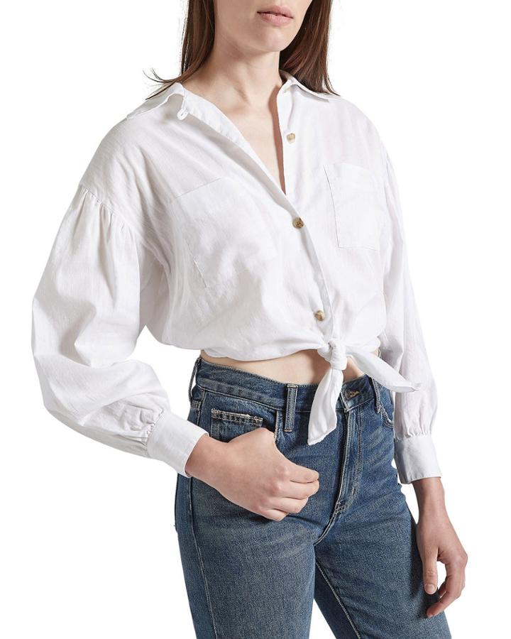 The Oakenfold Cropped Button-down Blouse