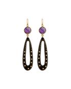 Shimo Amethyst & Dark Horn Teardrop Earrings