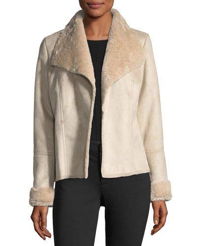 Faux-shearling Open-front Jacket