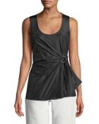 Side-belted Taffeta Tank Top