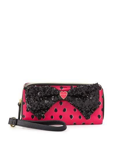 Boxed Bow Double Zip-around Wallet