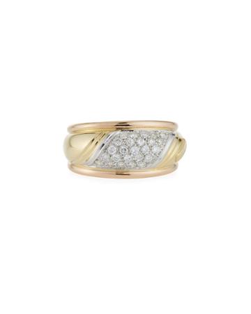 18k Yellow Gold Beveled Diamond Ring,