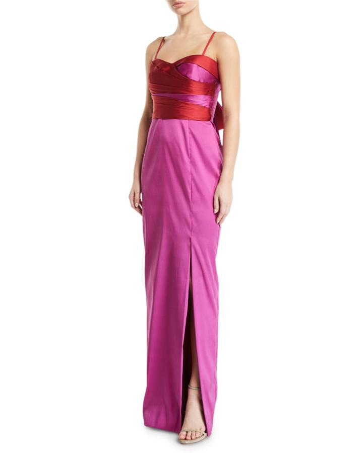 2-tone Stretch Mikado Back-bow Gown