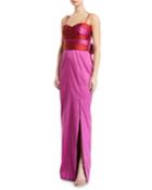 2-tone Stretch Mikado Back-bow Gown