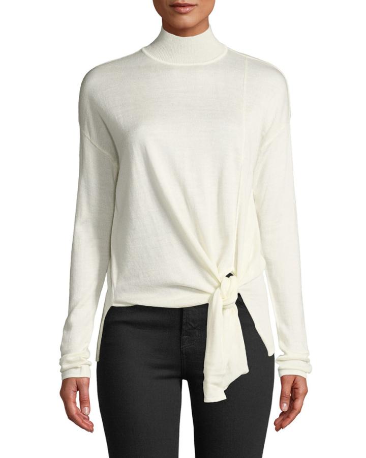 Front-tie Knit Turtleneck
