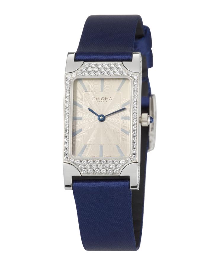 Rectangular Watch W/ Diamond Pave & Nylon