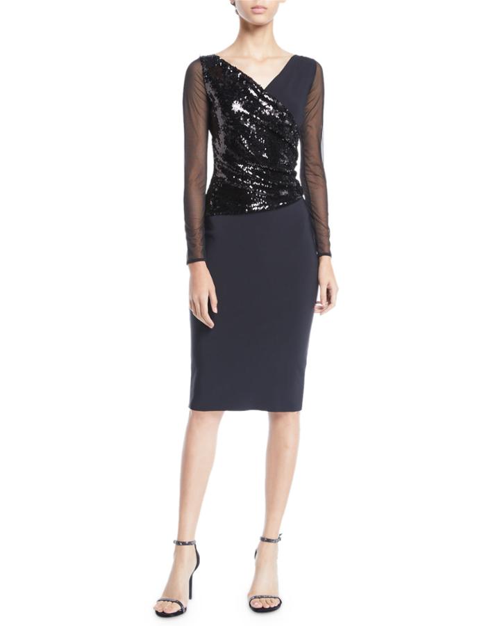 Hilaria Illusion Sparkle Body-con Dress