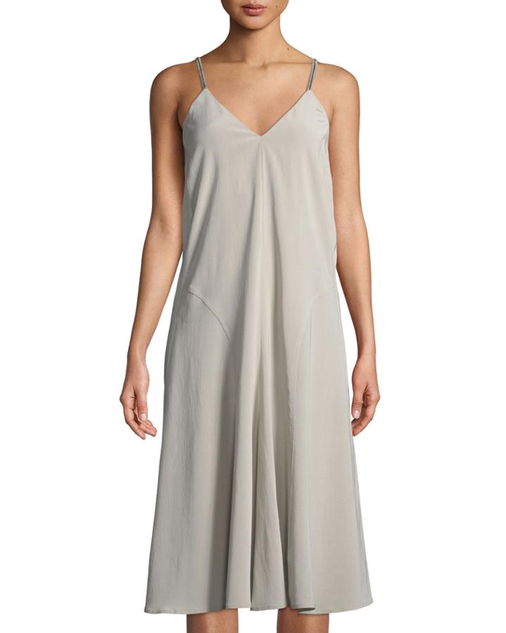 Monili-strap Crepe De Chine Dress