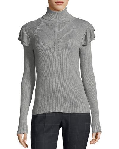 Ruffled Shoulder Turtleneck