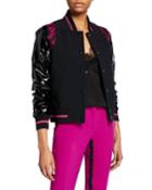 Sporty Contrast-sleeve Bomber Jacket