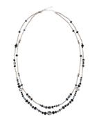 Long Double-strand Crystal Beaded Necklace