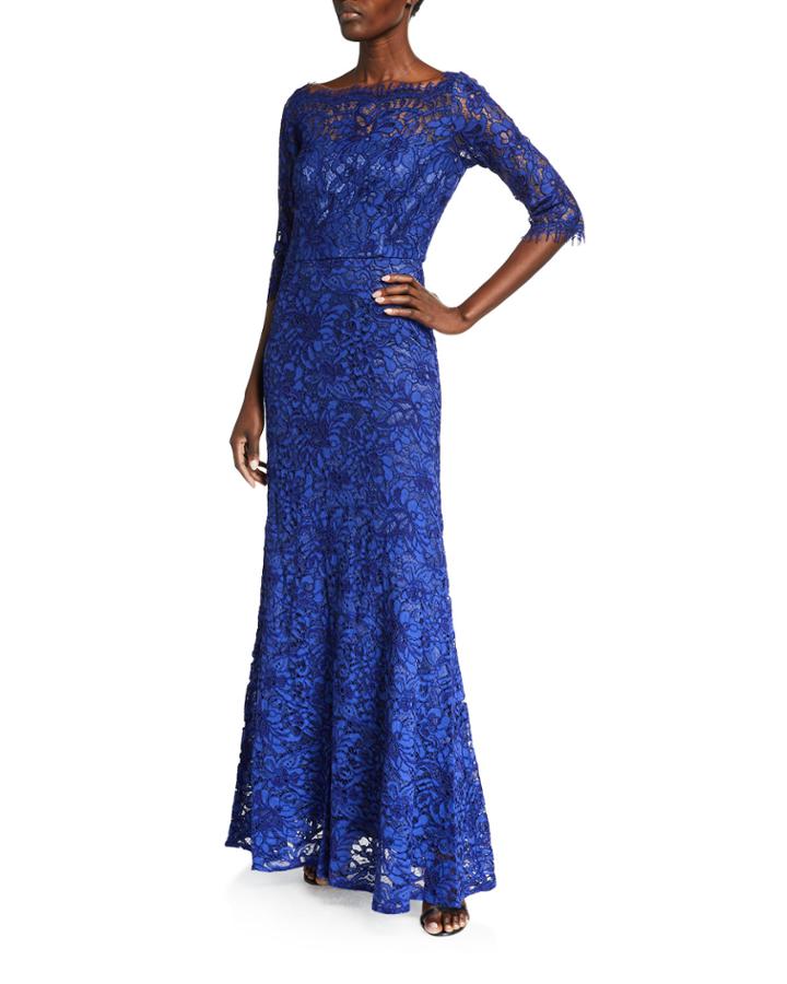 Lace Boat-neck A-line Gown