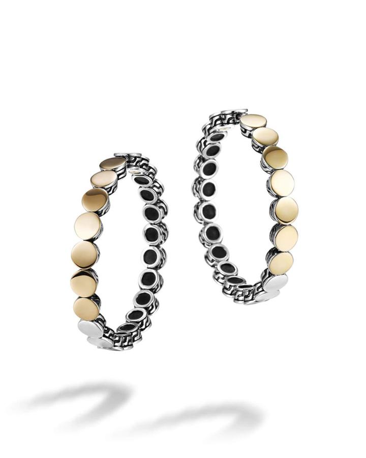 Dot Silver & Gold-plate Medium Hoop Earrings