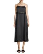 Square-neck Silk Slip Dress W/