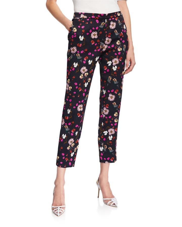 Talaranto Floral Jacquard Pants, Black