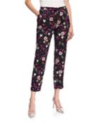 Talaranto Floral Jacquard Pants, Black