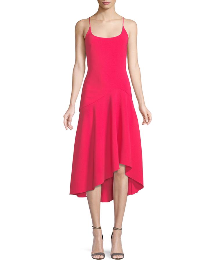 Stretch Crepe Asymmetric Tank Dress