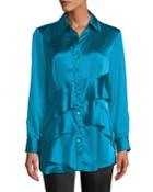 Jenna Long-sleeve Button-front Tiered Ruffle