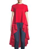 Solid Dress-back Crewneck Tee, Red