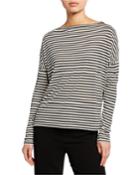 Striped Boat-neck Long-sleeve Top