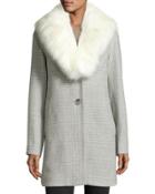 Olivia Faux-fur Wool-blend Coat, Heather Gray