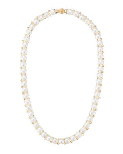 14k Beaded White Freshwater Pearl Necklace,