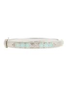 Moroccan Sterling Silver Hinge Bracelet With Amazonite/moonstone Doublets,