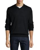 Contrast-trim V-neck