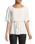 Flutter-sleeve Tie-waist Top