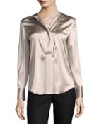 Long-sleeve Silk-blend Blouse