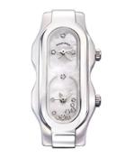 Stainless Steel Diamond Mini Signature Watch Head, Mother-of-pearl/white