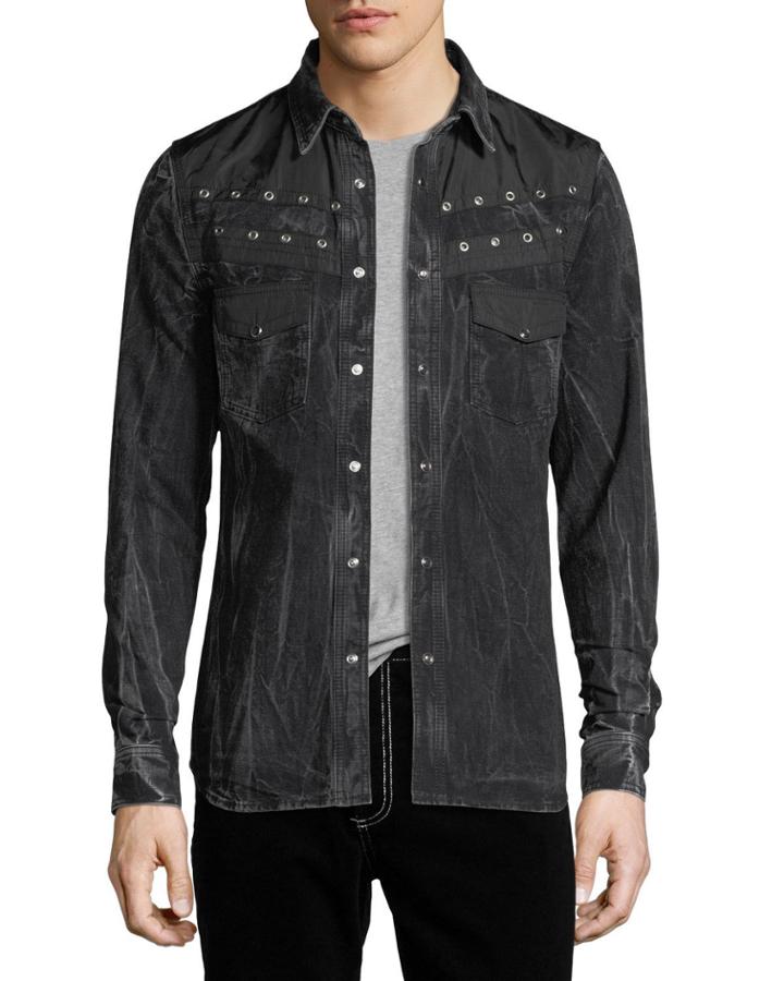 Distressed Snap-front Pocket