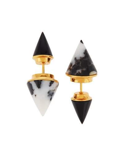 Double-sided Howlite Titan Jacket Earrings, Black/white