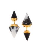 Double-sided Howlite Titan Jacket Earrings, Black/white
