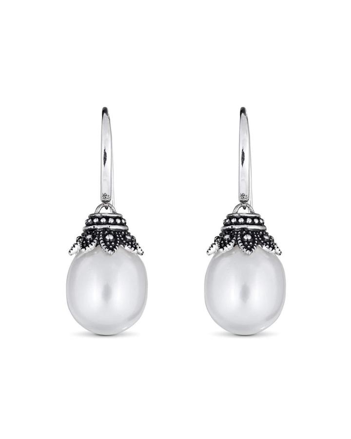 South Sea Pearl-drop Earrings, White