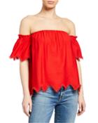Lace Hem Off-the-shoulder Top