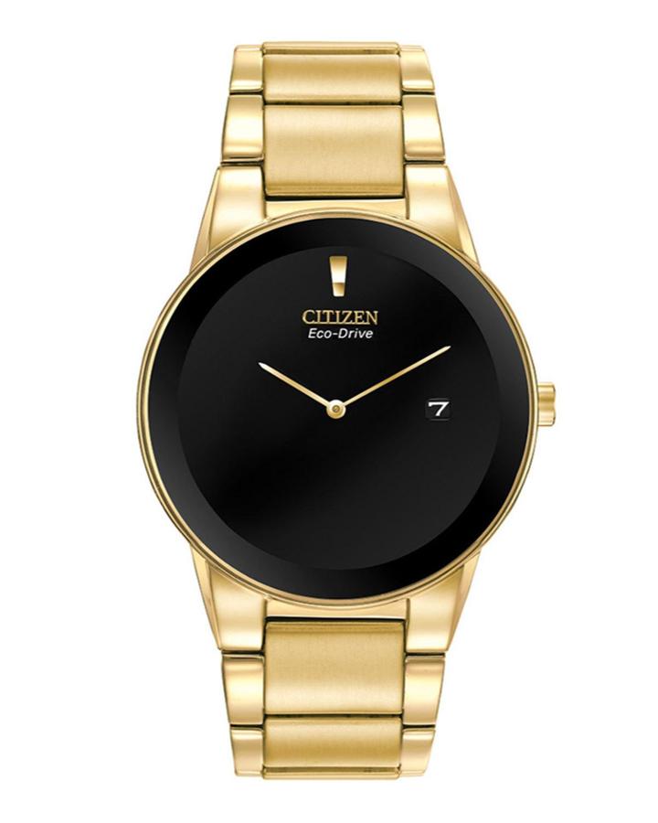 40mm Men's Axiom Eco-drive Bracelet Watch, Black/gold