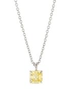 Cushion-cut Cz Pendant Necklace, Canary Yellow