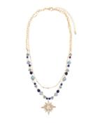 Beaded Crystal Necklace W/ Starburst Pendant