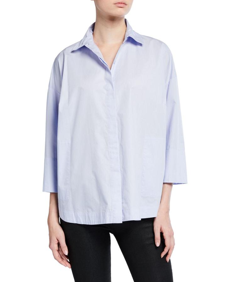 Two-pocket Oversized Poplin Blouse
