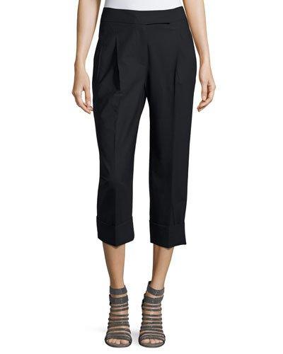 Wool-blend Cuffed Pants, Navy