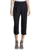 Wool-blend Cuffed Pants, Navy