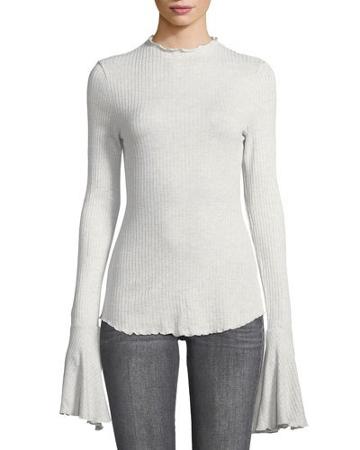 Ribbed Bell-sleeve Tee