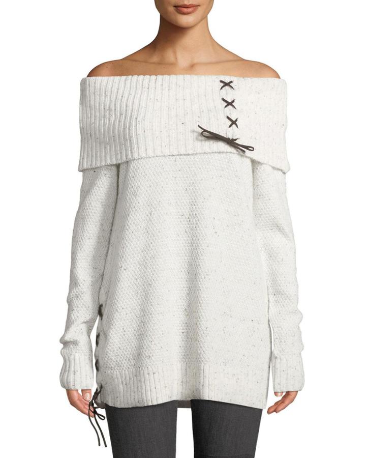 Marilyn Lace Detail Cold-shoulder Top